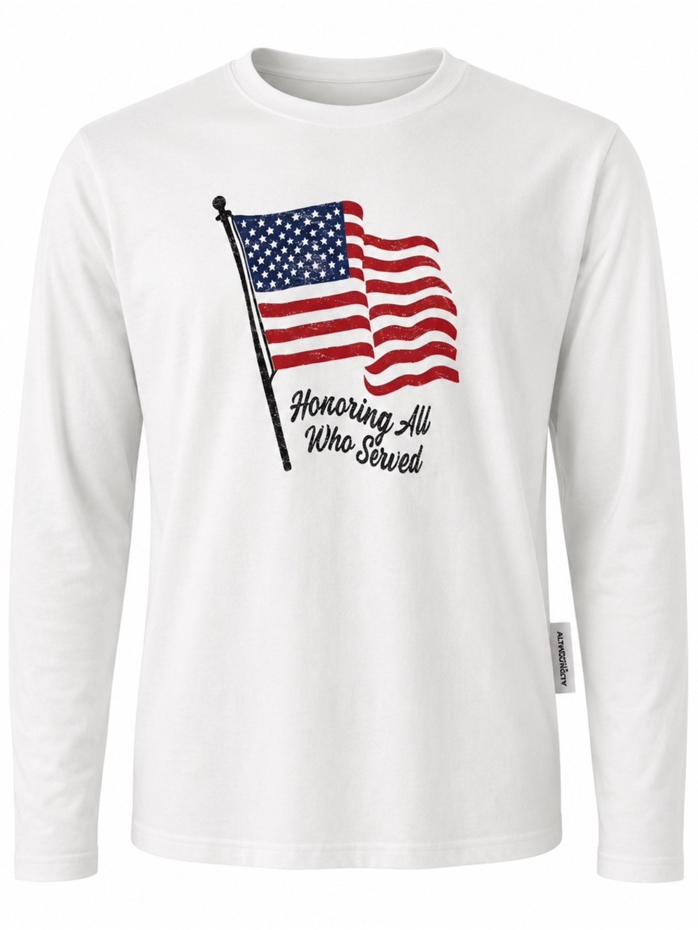 Sonoma Community USA Flag Long Sleeve Tee XXL White Patriotic Shirt NWT